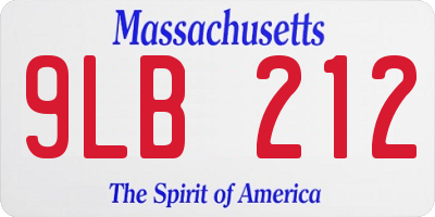 MA license plate 9LB212