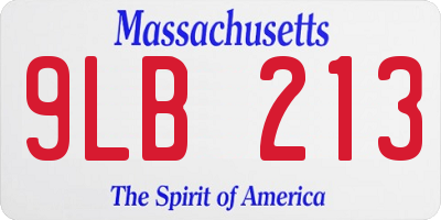 MA license plate 9LB213