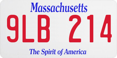 MA license plate 9LB214