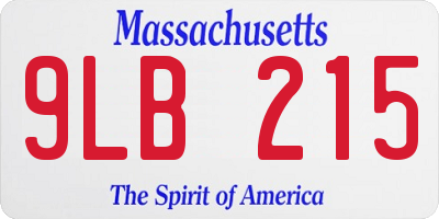 MA license plate 9LB215
