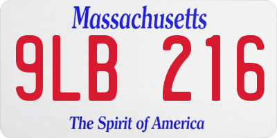 MA license plate 9LB216
