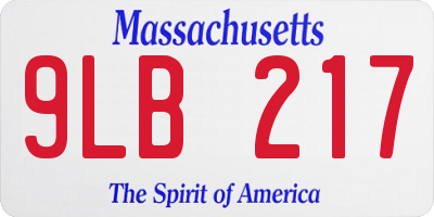 MA license plate 9LB217