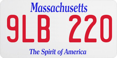MA license plate 9LB220