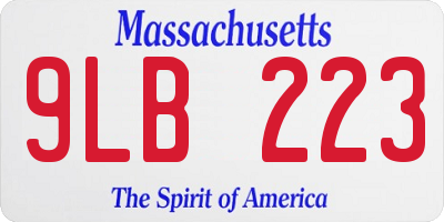 MA license plate 9LB223