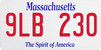 MA license plate 9LB230