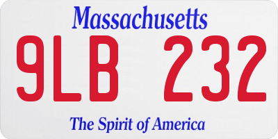MA license plate 9LB232