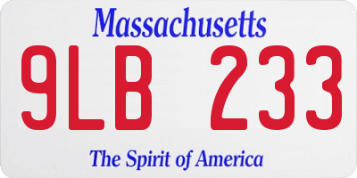 MA license plate 9LB233