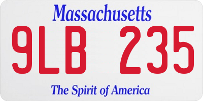 MA license plate 9LB235