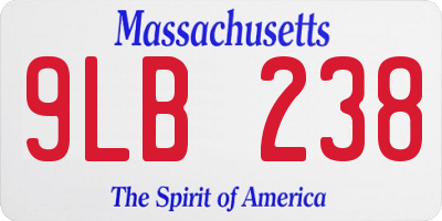 MA license plate 9LB238