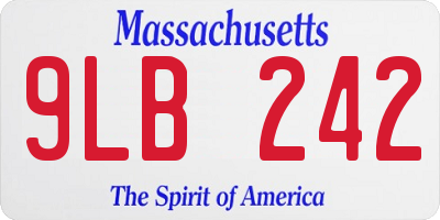 MA license plate 9LB242