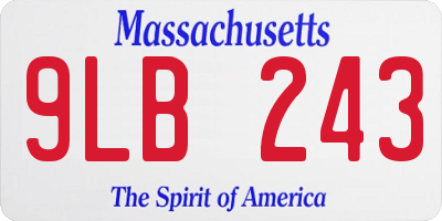 MA license plate 9LB243