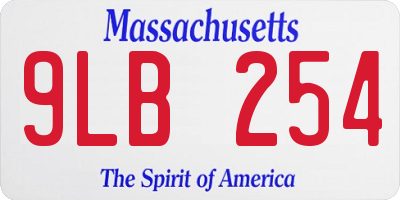 MA license plate 9LB254