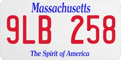 MA license plate 9LB258