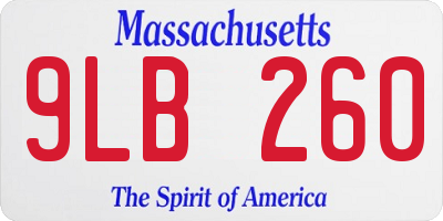 MA license plate 9LB260