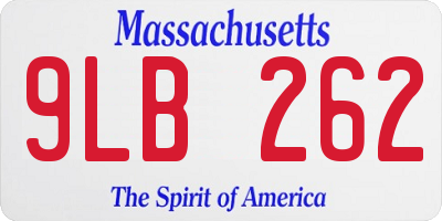MA license plate 9LB262