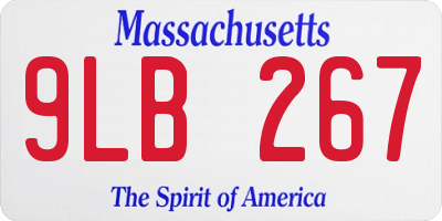 MA license plate 9LB267