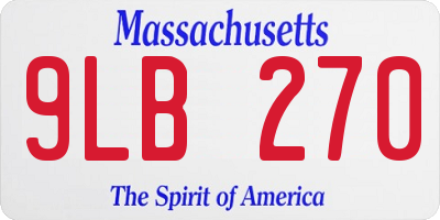 MA license plate 9LB270