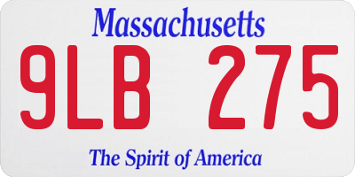 MA license plate 9LB275