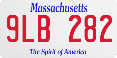 MA license plate 9LB282