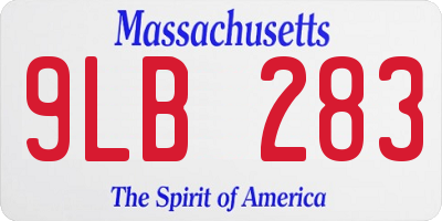 MA license plate 9LB283