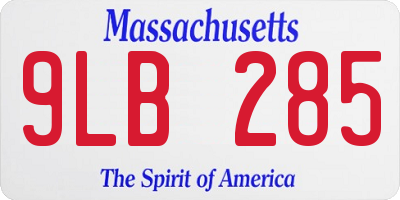 MA license plate 9LB285