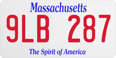 MA license plate 9LB287