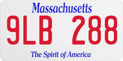 MA license plate 9LB288