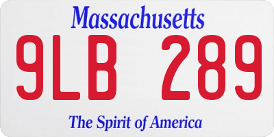 MA license plate 9LB289