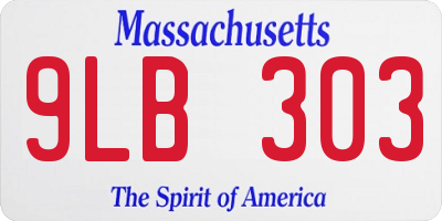 MA license plate 9LB303