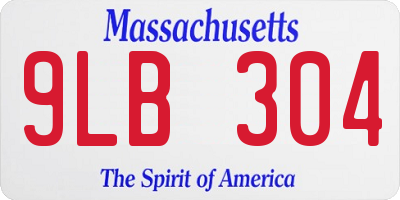 MA license plate 9LB304