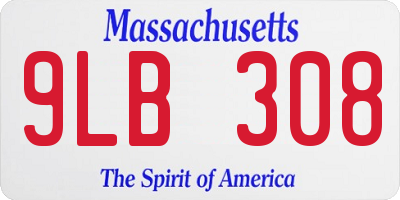 MA license plate 9LB308