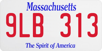 MA license plate 9LB313