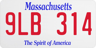 MA license plate 9LB314