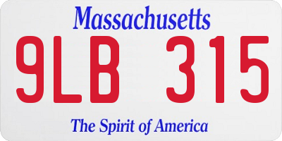 MA license plate 9LB315