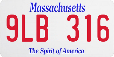 MA license plate 9LB316