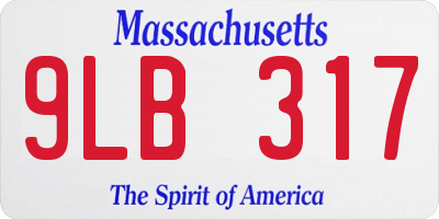 MA license plate 9LB317