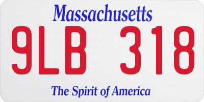 MA license plate 9LB318