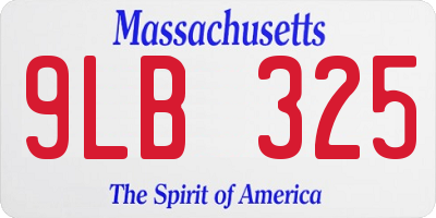 MA license plate 9LB325