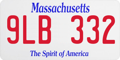 MA license plate 9LB332
