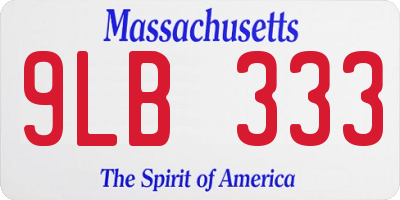 MA license plate 9LB333