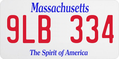 MA license plate 9LB334