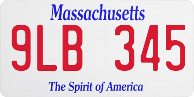 MA license plate 9LB345