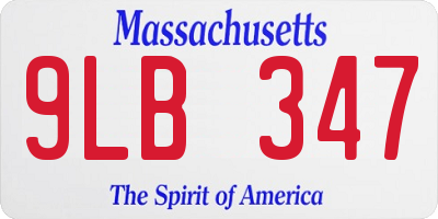 MA license plate 9LB347