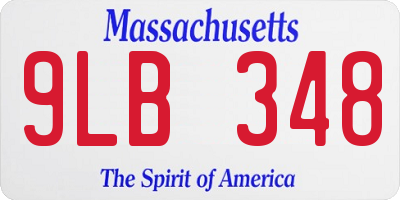 MA license plate 9LB348