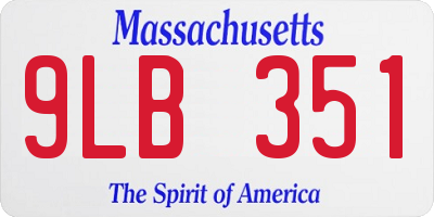 MA license plate 9LB351
