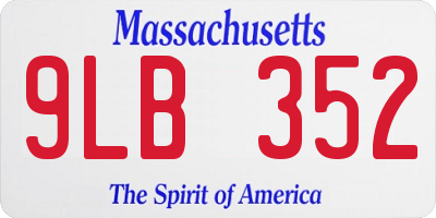 MA license plate 9LB352