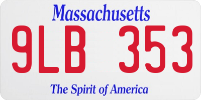 MA license plate 9LB353
