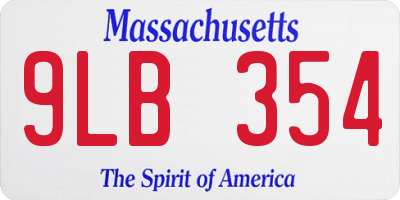 MA license plate 9LB354