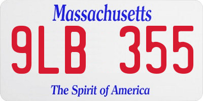 MA license plate 9LB355