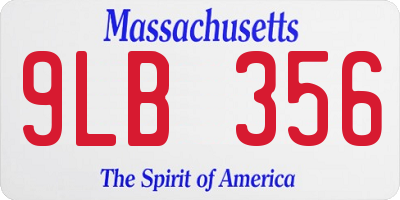 MA license plate 9LB356
